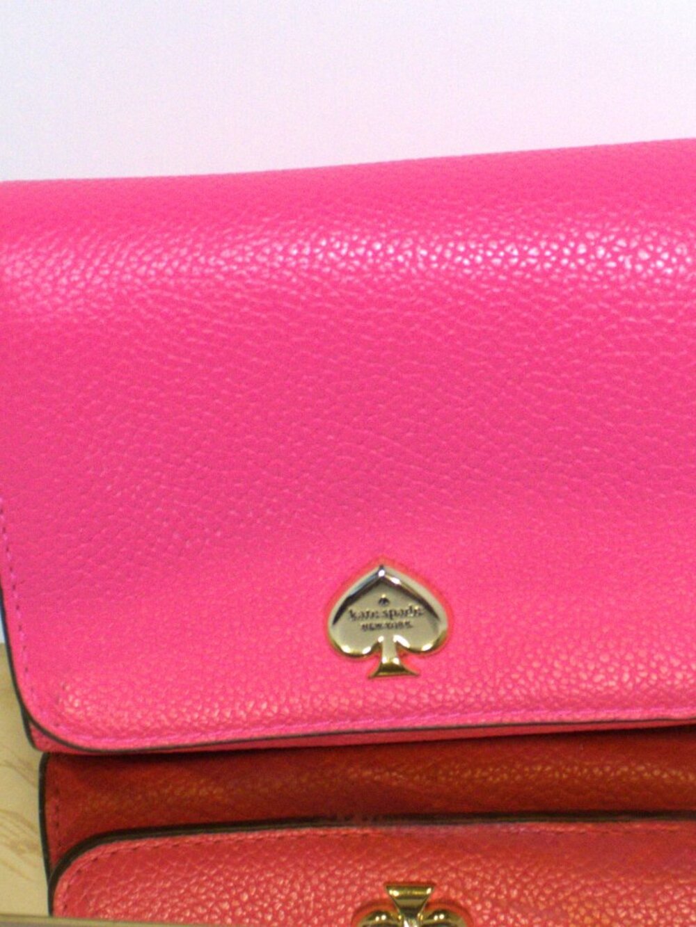 Kate Spade, Wild Pink Kayla Leather Wallet, with Gold Hardware